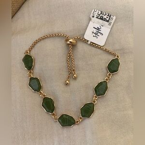 Adjustable Bracelet‎ with Faux Jade Gemstone